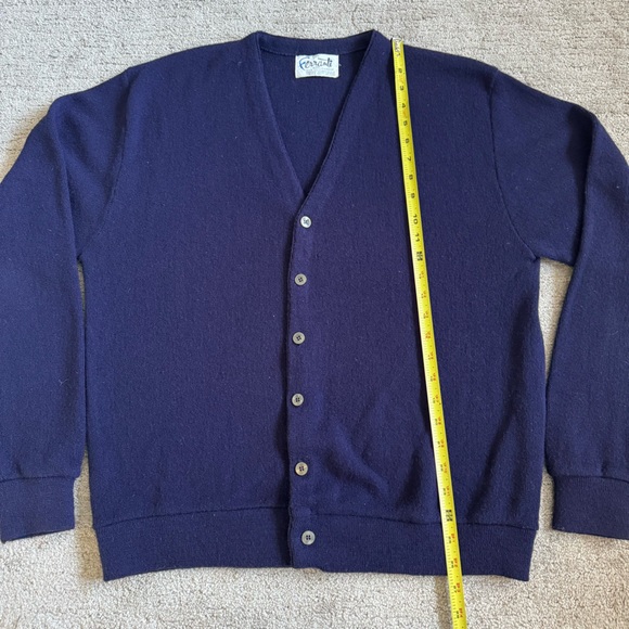Vintage 70s Ferranti Orlon Knit Navy Cardigan - Picture 9 of 10